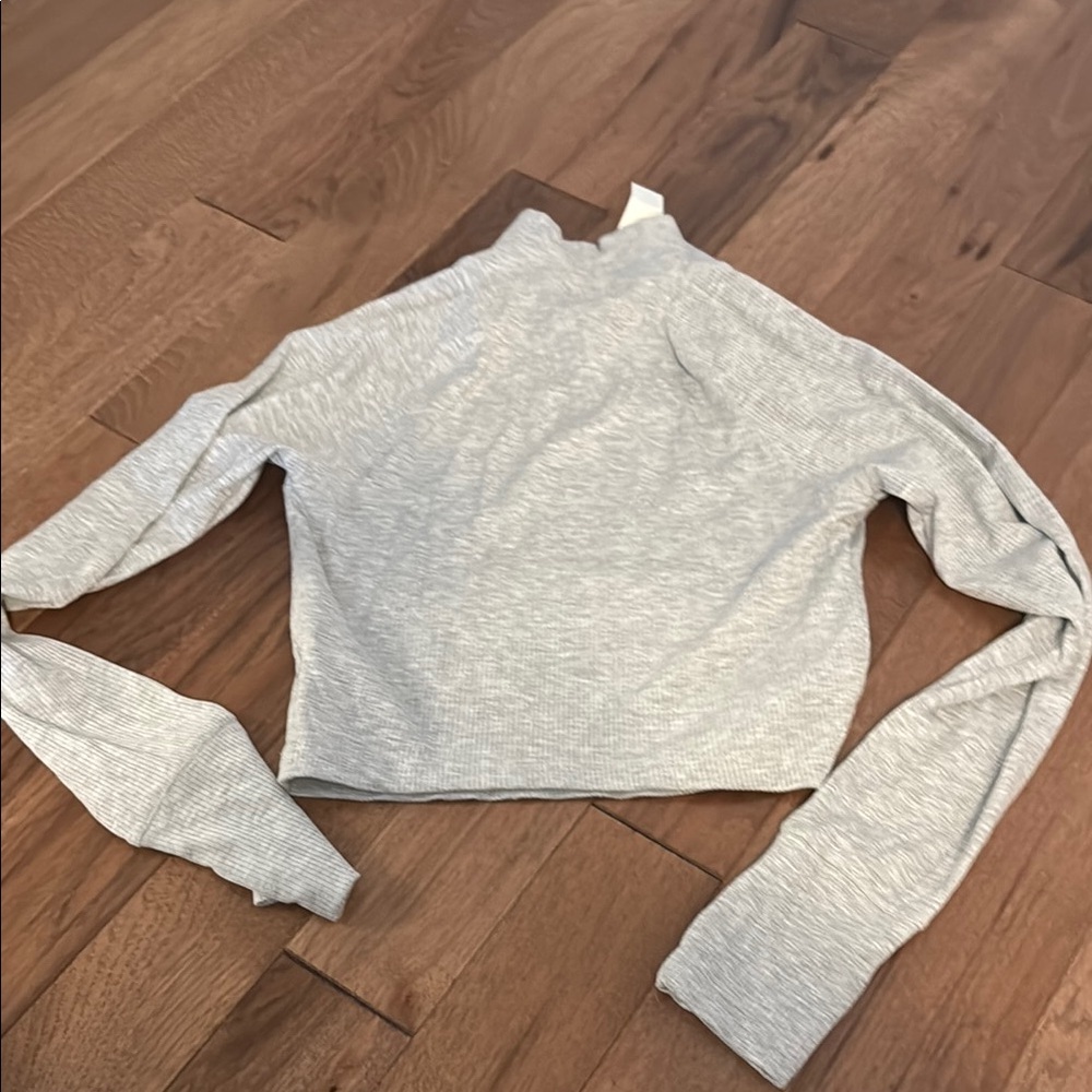 Aerie Gray Cropped Hoodie Sweatshirt